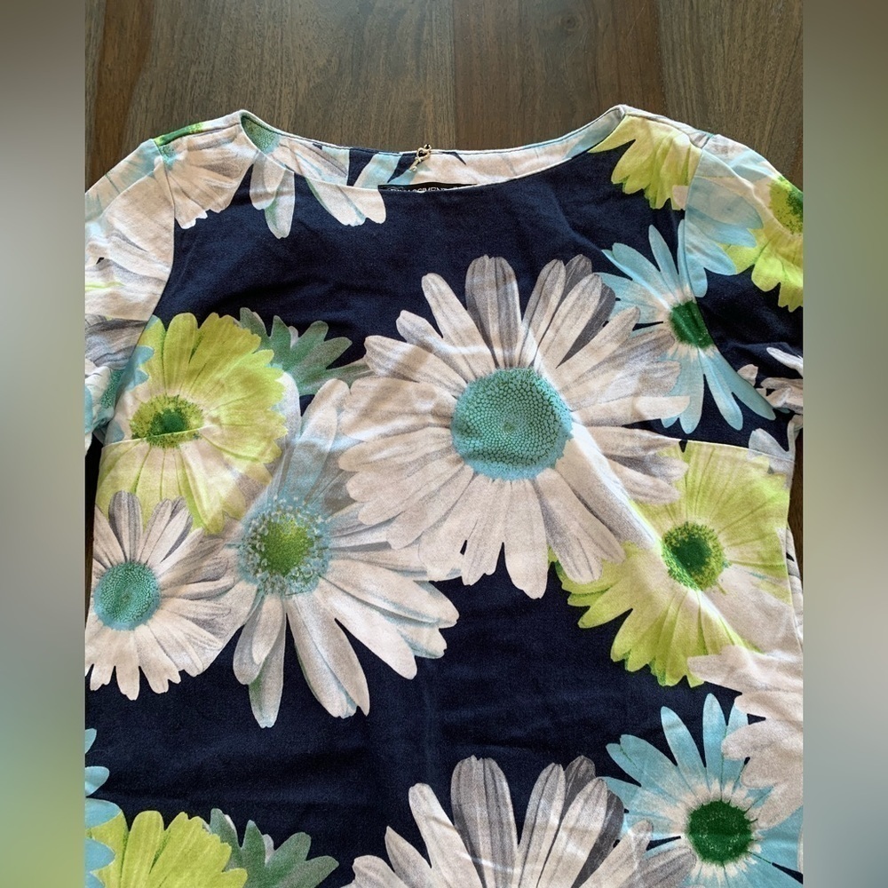 Rinascimento Dress Sz Small Floral Flowers Blue Green Italy 3/4 Sleeves bold - Picture 15 of 16